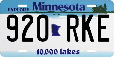MN license plate 920RKE