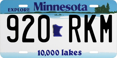 MN license plate 920RKM
