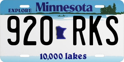 MN license plate 920RKS