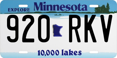 MN license plate 920RKV