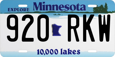 MN license plate 920RKW