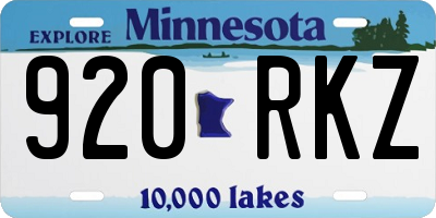 MN license plate 920RKZ