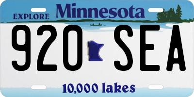 MN license plate 920SEA