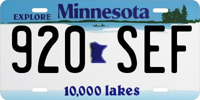 MN license plate 920SEF