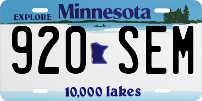 MN license plate 920SEM
