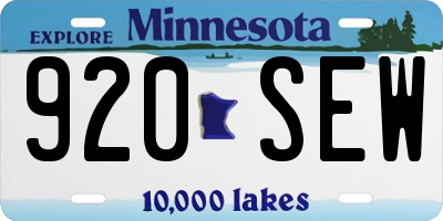 MN license plate 920SEW