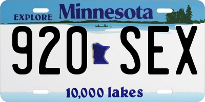 MN license plate 920SEX