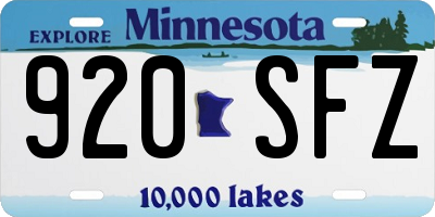 MN license plate 920SFZ