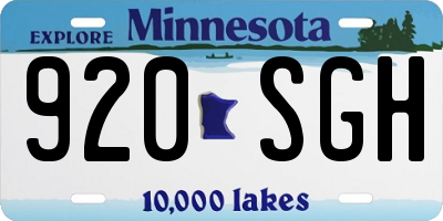 MN license plate 920SGH
