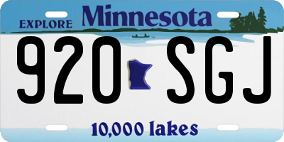 MN license plate 920SGJ