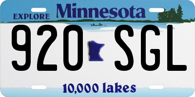 MN license plate 920SGL