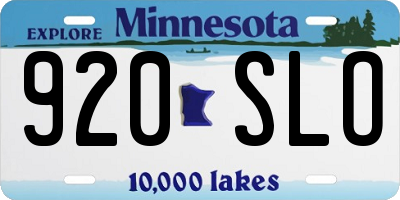 MN license plate 920SLO