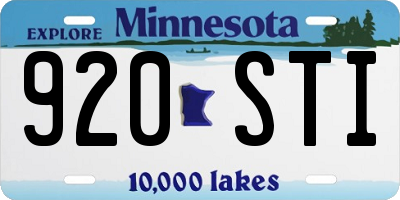 MN license plate 920STI