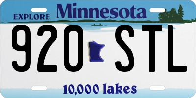 MN license plate 920STL