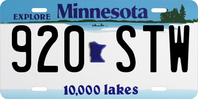 MN license plate 920STW