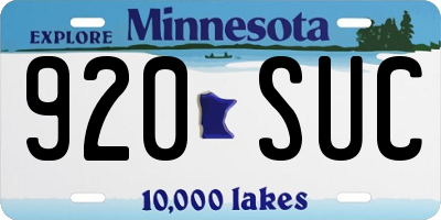 MN license plate 920SUC