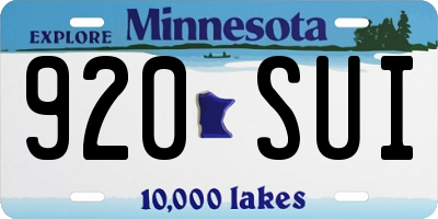 MN license plate 920SUI