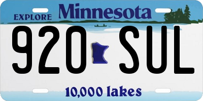 MN license plate 920SUL