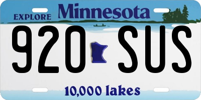 MN license plate 920SUS