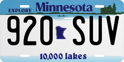 MN license plate 920SUV