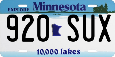 MN license plate 920SUX