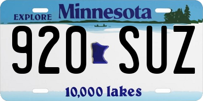 MN license plate 920SUZ