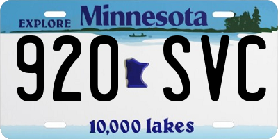 MN license plate 920SVC
