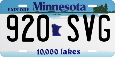 MN license plate 920SVG