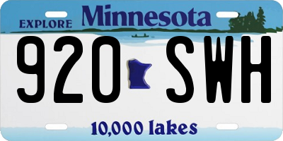 MN license plate 920SWH