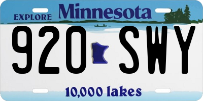MN license plate 920SWY