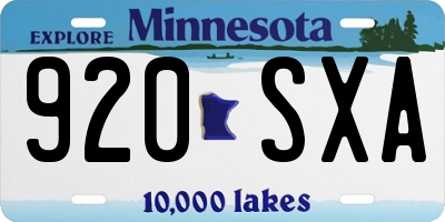 MN license plate 920SXA