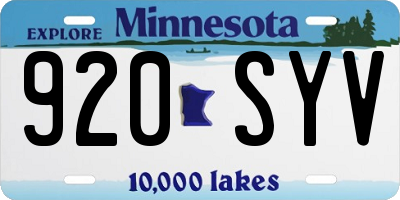 MN license plate 920SYV
