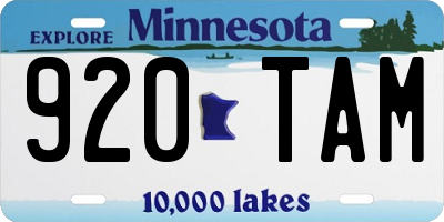 MN license plate 920TAM