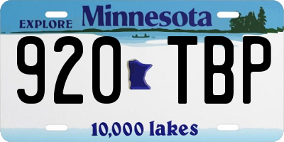 MN license plate 920TBP