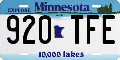 MN license plate 920TFE