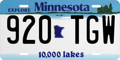 MN license plate 920TGW