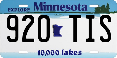 MN license plate 920TIS