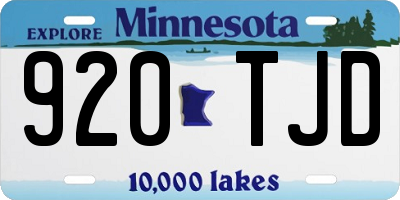 MN license plate 920TJD