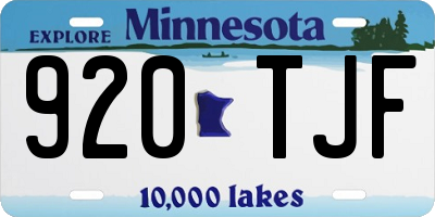 MN license plate 920TJF
