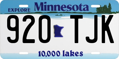 MN license plate 920TJK