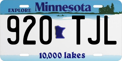 MN license plate 920TJL
