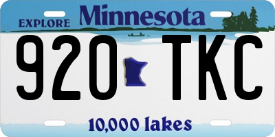 MN license plate 920TKC