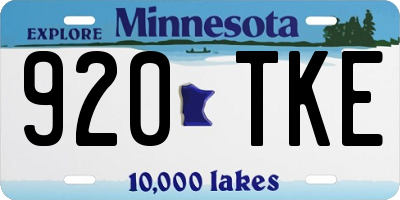 MN license plate 920TKE