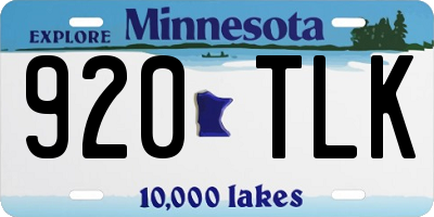 MN license plate 920TLK