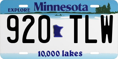 MN license plate 920TLW