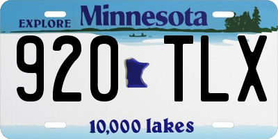MN license plate 920TLX
