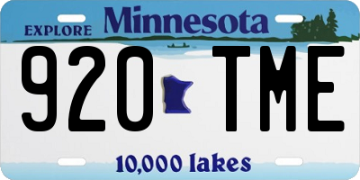 MN license plate 920TME