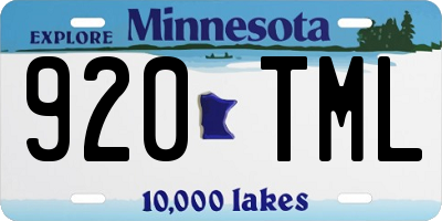 MN license plate 920TML