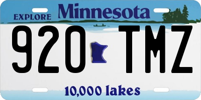 MN license plate 920TMZ
