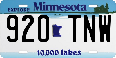 MN license plate 920TNW